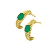 Boucles d'oreilles style créoles pour femme en or jaune et émeraude. Boucles d'Oreilles Le Carré GB238ES