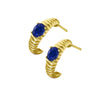 Boucles d'oreilles style créoles pour femme en or jaune et saphir bleu. Boucles d'Oreilles Le Carré GB238ZA