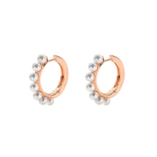  Boucles d'oreilles créoles pour femme en or rose et perles blanches. Boucles d'oreilles Love Affair Alessandra Dona ERP100AW030