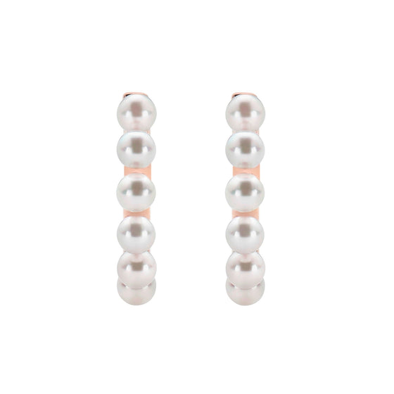 Boucles d'oreilles créoles pour femme en or rose et perles blanches. Boucles d'oreilles Love Affair Alessandra Dona ERP100AW030