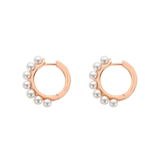 Boucles d'oreilles créoles pour femme en or rose et perles blanches. Boucles d'oreilles Love Affair Alessandra Dona ERP100AW030