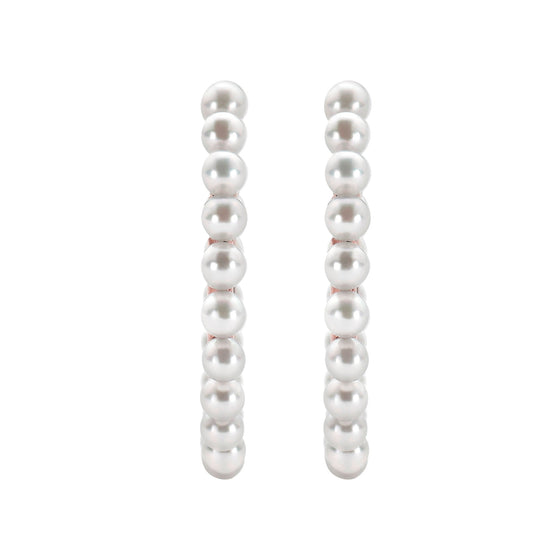 Boucles d'oreilles créoles pour femme en or rose et perles blanches. Boucles d'oreilles Love Affair Alessandra Dona ERP102AW030