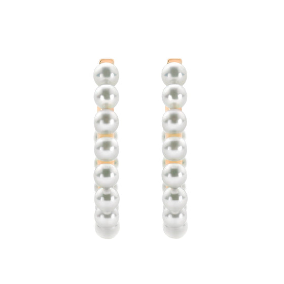 Boucles d'oreilles créoles pour femme en or jaune et perles blanches. Boucles d'oreilles Love Affair Alessandra Dona EYP101AW030