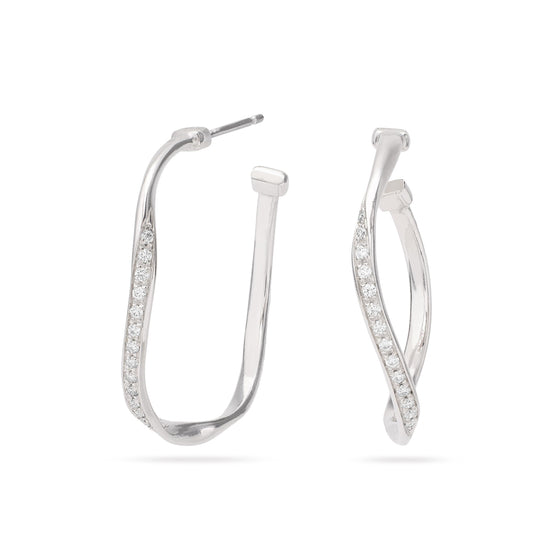 Boucles d'oreilles créoles en or blanc 18 carats et diamants. Boucles d'Oreilles Marrakech Marco Bicego OG406-B