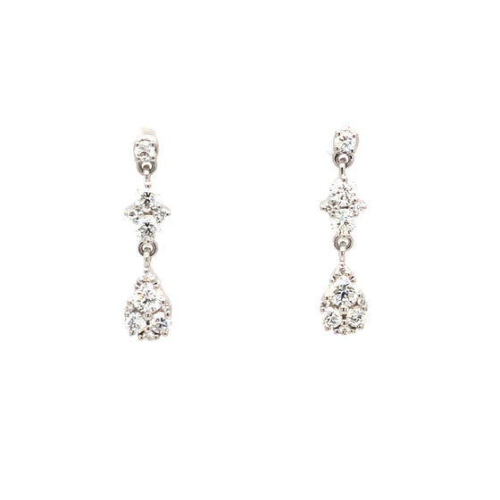 Boucles d'oreilles pendantes pour femme en or blanc et diamants blancs. Boucles d'Oreilles Michaud 145209