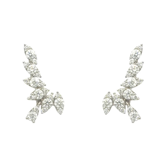 Boucles d'oreilles pendantes pour femme en or blanc et diamants blancs. Boucles d'Oreilles Michaud 148518