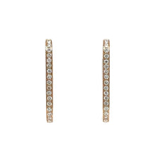  Boucles d'oreilles créoles pour femme en or rose pavées de diamants blancs. Boucles d'Oreilles Michaud 151417