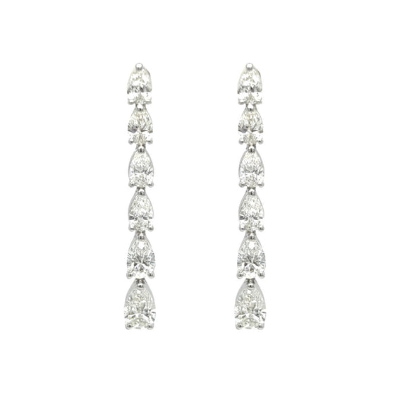 Boucles d'oreilles pendantes pour femme en or blanc et diamants blancs. Boucles d'Oreilles Michaud 154135
