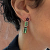Boucles d'oreilles pendantes pour femme en or rose et tourmalines multicolores. Création unique. Boucles d'oreilles Michaud 157967