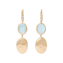  Boucles d'oreilles pour femme en or jaune 18 carats, diamants blancs et aigue-marines bleues. Boucles d'Oreilles Silviglia Marco Bicego OB1289-AB_AQ01