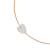 Bracelet pour femme en or rose et charm coeur en diamants blancs. Bracelet Angèle Ginette NY BAND