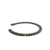Bracelet pour homme et femme en titane gris avec un maillon en or rose et diamants noirs. Bracelet Audace Anteo  155543