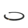 Bracelet pour homme et femme en titane noir avec un maillon en or rose et diamants noirs. Bracelet Audace Anteo AUDACE6.1PN