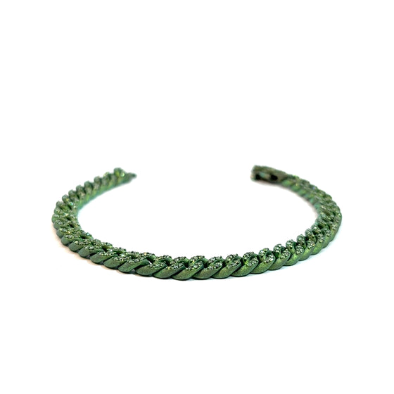 Bracelet pour homme et femme en titane vert et diamants verts. Bracelet Audace Anteo GRPP02VDTPRE
