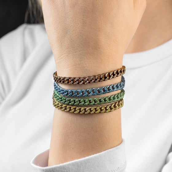 Bracelet pour homme et femme en titane vert et diamants verts. Bracelet Audace Anteo GRPP02VDTPRE