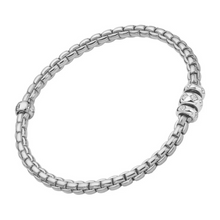  Bracelet flexible pour homme et femme en or blanc avec trois maillons pavés de diamants blancs. Braclet Eka Flex'it Fope 73101B3_PB_B_BBB_00M