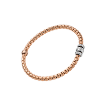  Bracelet flexible pour homme et femme en or rose avec trois maillons or blanc pavés de diamants blancs. Braclet Eka Flex'it Fope 73101B3_PB_R_BBB_00M