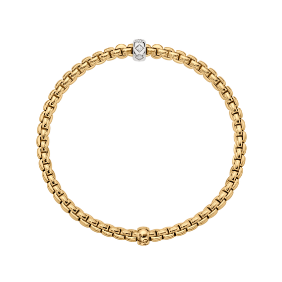 Bracelet flexible pour homme et femme en or jaune et diamants. Bracelet Eka Flex'it Fope 73101BX_BB_G_XBX_00M