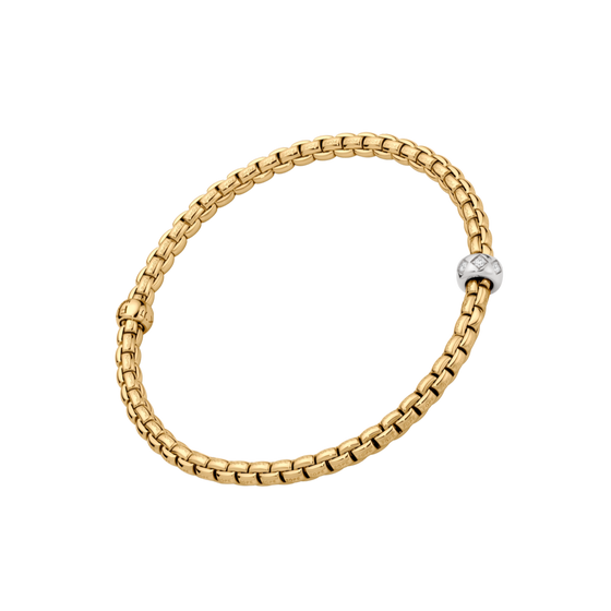Bracelet flexible pour homme et femme en or jaune et diamants. Bracelet Eka Flex'it Fope 73101BX_BB_G_XBX_00M