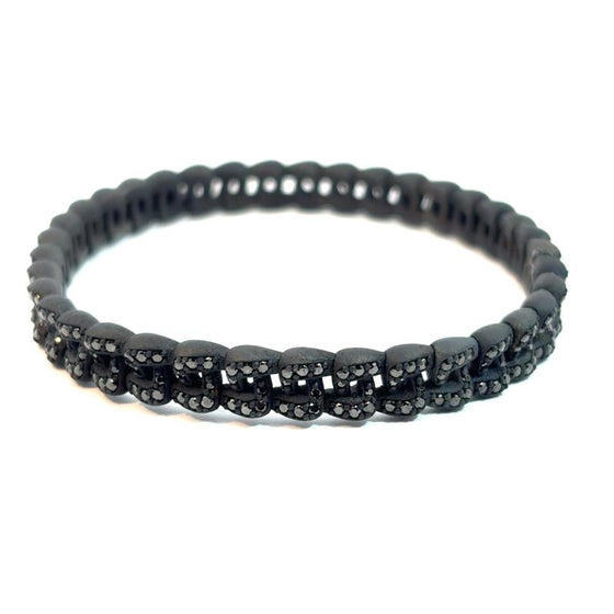 Bracelet élastique pour homme et femme en titane noir et diamants noirs. Bracelet Audace Anteo BMG7FULLN