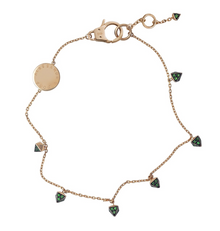  Bracelet pour femme en or rose avec des charms en tsavorites motif pyramide. Bracelet Friday Night Alessandra Dona CRT007