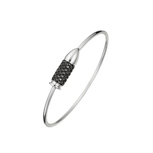  Bracelet jonc unisexe avec une balle en or blanc et diamants noirs. Bracelet Bang Bang Akillis BBB0028
