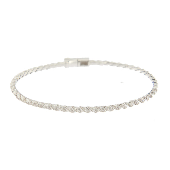 Bracelet jonc pour femme en or blanc et diamants blancs. Bracelet Jonc Diamants Dinos Karalis BR00218-017-01