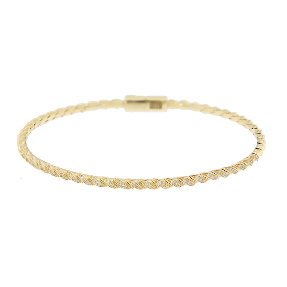 Bracelet pour femme en or jaune et diamants blancs. Bracelet Jonc Diamants Dinos Karalis BR00218-018-01