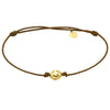 Bracelet pour homme, femme et enfant en cordon brun avec pépite d'or jaune. Bracelet Le Carré GC056OA.CH