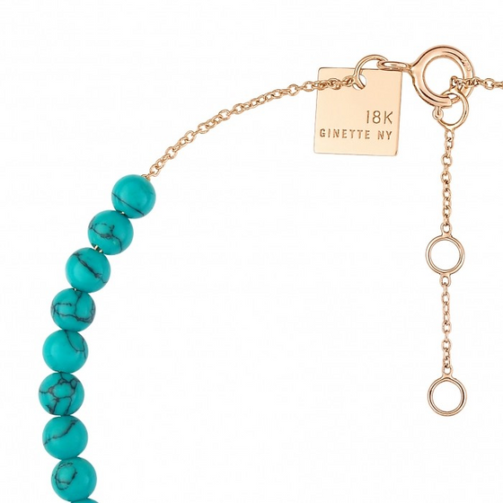 Bracelet pour homme et femme en or rose et perles en turquoise. Bracelet Maria Ginette NYBMA01T