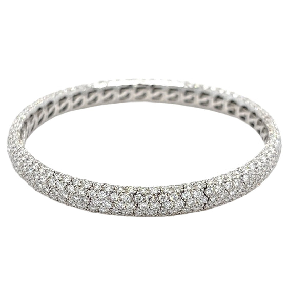 Bracelet semi rigide pour femme et homme en or blanc et diamants blancs. Bracelet Michaud 105975