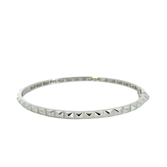 Bracelet jonc pour femme et homme en or blanc avec un motif géométrique. Bracelet Michaud BRW13265.G