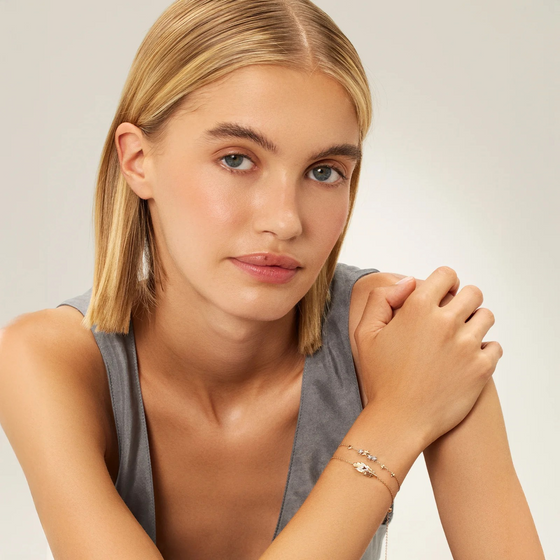Bracelet pour femme en or rose et diamants motif étoiles. Bracelet Milka's Dreaming Kismet by Milka N0BR01410621Y00