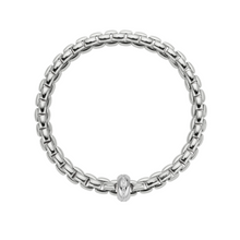  Bracelet pour homme et femme en or blanc avec un maillon pavé de diamants  blancs. Bracelet Olly Flex'it Fope 70705BX_BB_B_XBX_00L