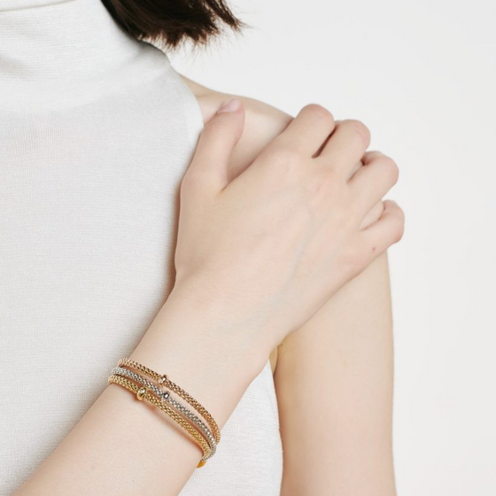 Bracelet pour homme et femme en or blanc et diamant blanc. Bracelet Prima Flex'it Fope 01M08BX_BB_B