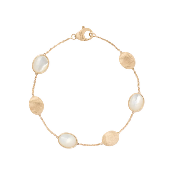 Bracelet pour femme en or jaune 18 carats et nacre blanche. Bracelet Silviglia Marco Bicego BB2652-MPW
