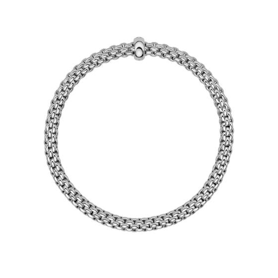 Bracelet pour homme et femme en or blanc et diamant blanc. Bracelet Solo Flex'it Fope 01M06BX_BB_B