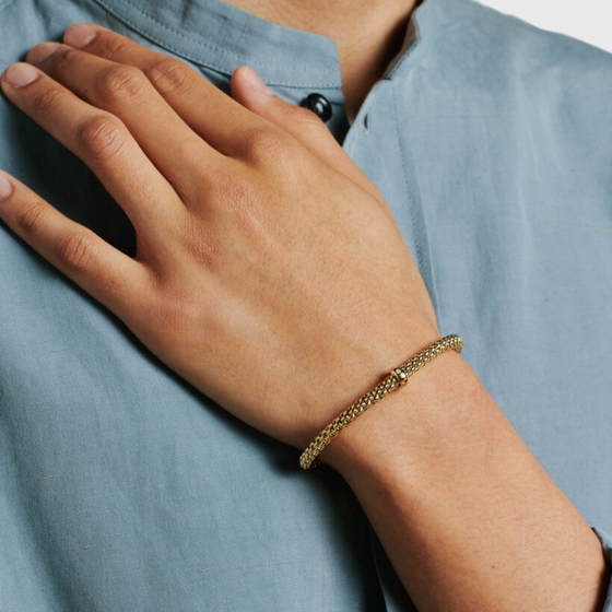Bracelet pour homme et femme en or jaune et diamant blanc. Bracelet Solo Flex'it Fope 01M06BX_BB_G