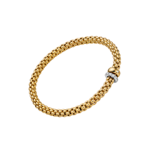  Bracelet pour homme et femme en or jaune avec un maillon en or blanc pavé de diamants blancs. Bracelet Solo Flex'it Fope 62406BX_PB_G_GBX_00M