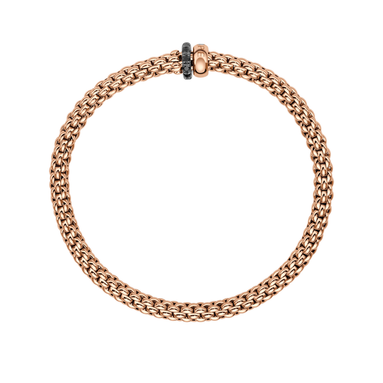 Bracelet pour homme et femme en or rose et diamants noirs. Bracelet Solo Flex'it Fope 62406BX_PN_R_1RX_00M