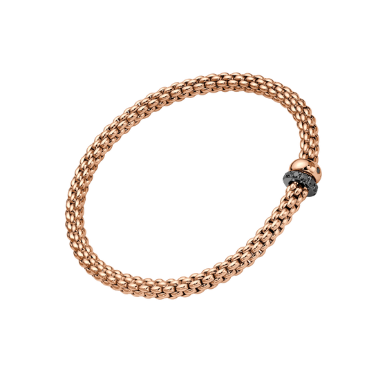 Bracelet pour homme et femme en or rose et diamants noirs. Bracelet Solo Flex'it Fope 62406BX_PN_R_1RX_00M