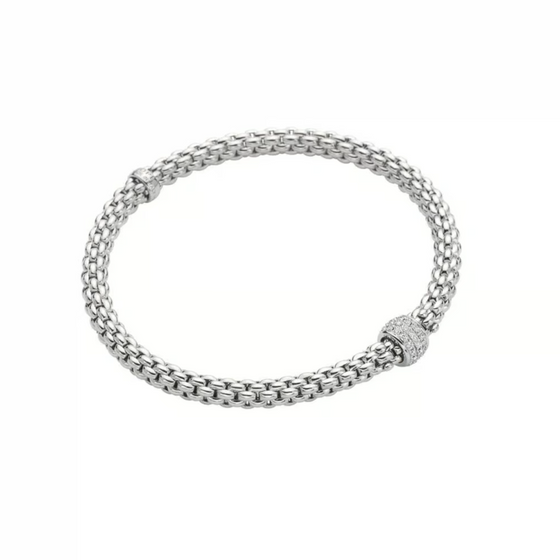 Bracelet pour homme et femme en or blanc et diamant blanc. Bracelet Solo Flex'it Fope 63406BX_PB_B_XBX_00M