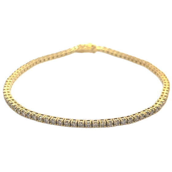 Bracelet tennis pour homme et femme en or jaune et diamants champagne. Bracelet Tennis Michaud 121648