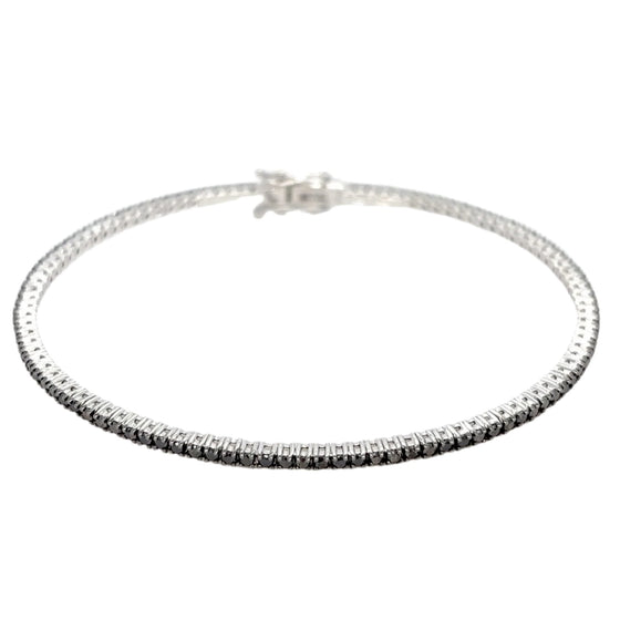 Bracelet tennis pour homme et femme en or blanc et diamants noirs. Bracelet Tennis Michaud 145247