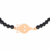 Bracelet pour femme en or rose, perles d'onyx et charm motif loup. Bracelet Twenty Wolf Ginette NY BTWTO2