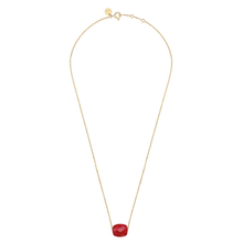  Red Quartz Cushion Yellow Gold Necklace