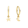 Yellow Gold Star & Moon Hoop Earrings