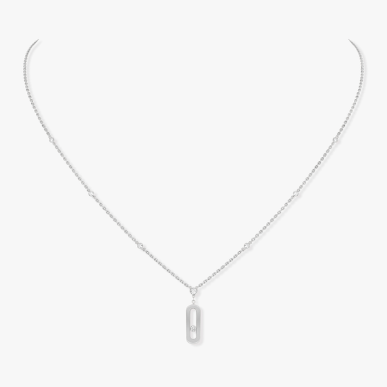 White Gold Diamond Necklace Move Uno Long Necklace