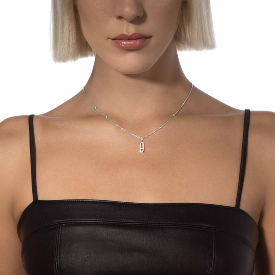 Collier Diamant Or Blanc Collier Long Move Uno
