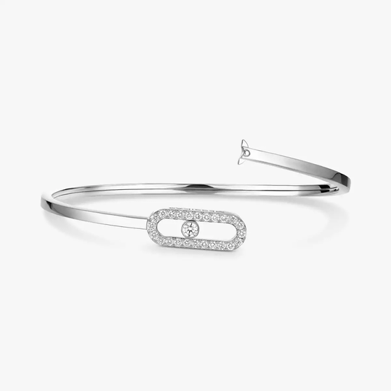Move Uno Pavé Flex Bangle MM White Gold Diamond Bracelet